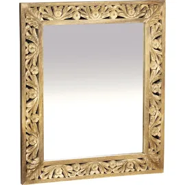 SIT Möbel SIT beige natur B:68cm H:79cm T:3cm, Glas, Massivholz, Spiegel, Wandspiegel, Rahmen mit aufwändigen Schnitzereien