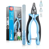 Bluepet Kleine Krallenschere für kleine Hunde, Katzen & Kleintiere I Angewinkelter Schneidekopf für Enge Krallen I Krallenzange mit Krallenfeile für ideale Krallenpflege mit Nagelschneider