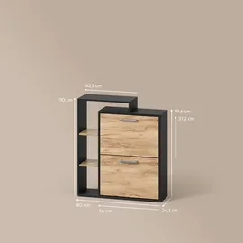 livinity® Ortello 24,5 x 90 x 80 cm 2 Schubladen goldfarben / goldfarben