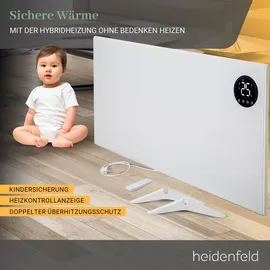 Heidenfeld Infrarotheizung Konvektor Heizung Hybrid HF-HP150 - Steuerung via App | Fernbedienung | Touch-Bedienfeld | Thermostat | 1000 Watt bis 25... | Weiß