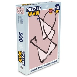 MuchoWow Puzzle Linienkunst – Pastell – Formen – Abstrakt, 500 Puzzleteile, Foto-Puzzle, Bilderrätsel, Puzzlespiele, Spielzeug bunt