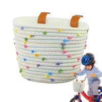 Qiaonan Fahrradkorb Mädchenfahrrad, Fahrradkorb Geflochten Für Mädchen Und Kinder Vorne, Abnehmbarer Fahrradlenkerkorb Mit Lederriemen, Fahrradzubehör Für Mädchen, Schule, Outdoor