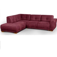 Cavadore Schlafsofa Modeo, mit Federkern, Sofa in L-Form mit Schlaffunktion im modernen Landhausstil, Holzfüße, 261 x 77 x 214, Lederoptik, rot