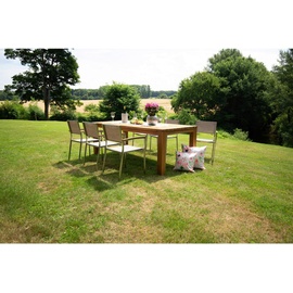 ACAMP Skye Garten-Essgruppe 7-tlg. Tisch Old Java 180 x 90 cm beige/silber