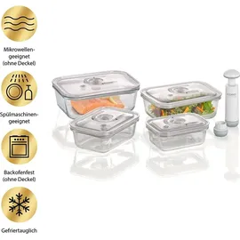CASO Design Vakuumbehälter eckig transparent 1 l 4-teiliges Set