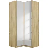 Rauch Möbel Alabama Eckschrank Schrank Kleiderschrank Eiche, Sonoma mit Spiegel, Holz, 2-türig, Inklusive Zubehörpaket Basic, 1 Kleiderstange, 7 Einlegeböden, BxHxT 100x229x102 cm