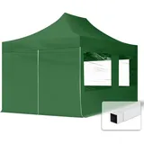 TOOLPORT Gazebo Faltpavillon 3 x 4,5 m inkl. 4 Seitenteile dunkelgrün