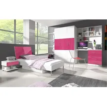 aea Jugendbett Modernes Kinderbett 90 x 200 cm Holz hochglänzend rosa