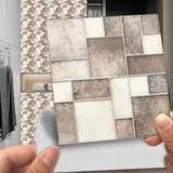 Fliesenaufkleber Braun Beige Geometrisch Klebefliesen Pvc Deko Mosaikfliesen Wasserdicht Und Ölbeständig Küchenrückwand Folie Fliesenaufkleber Bad Klebefolie Leicht Zu Reinigen 10 Stück/15x15cm