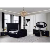 Xlmoebel Rundbett Schwarzes Chesterfield Hotelbett Doppelbett mit modernem Design (1-tlg., Bett), Hergestellt in Europa schwarz