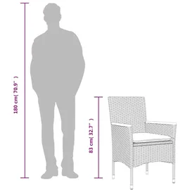 vidaXL 3-tlg. Garten-Essgruppe mit Kissen Beige Poly Rattan und Glas