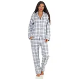 Creative by Normann NORMANN langarm Flanell Pyjama Schlafanzug kariert - 202 201 15 602, Farbe:Karo blau, | 36-38