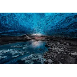 Fototapete PAPERMOON "Photo-Art JAVIER DE LA, EISHÖHLE", bunt, B:3,50m L:2,60m, Vlies, Tapeten