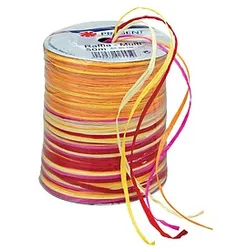 PRÄSENT Geschenkband Raffia matt gelb/rot/orange/pink 3,0 mm x 50,0 m