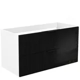 duschspa Waschtisch Unterschrank Waschtischunterschrank Waschbeckenunterschrank Badschrank, 50-120cm Hängeschrank, Matt / Hochglanz schwarz 99 cm x 52 cm x 46.3 cm