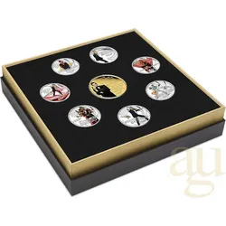 8-Coin-Set Silbermünzen Tuvalu James Bond 007 - Roger Moore 2024 - coloriert ...