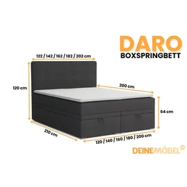 dein schlaf 24 BOXBETT DARO 160/200 in Velour/Cord Anthrazit - Dunkelgrau