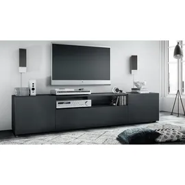 Vladon Mogan Lowboard 181 x 39 x 35 cm Schwarz matt MDF/Spanplatte