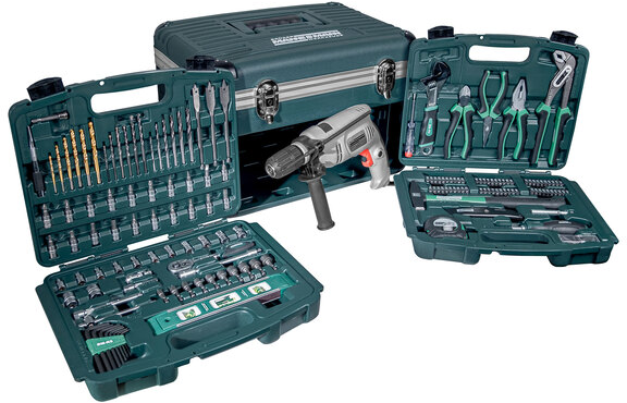 Werkzeugbox M29087 163-tlg. + Schlagbohrmaschine M12507