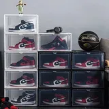 Famanu Schuhbox - Schuh Organizer - Schuhaufbewahrung - Stapelbare Kunststoff Schuhbox - Schwarz