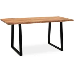 Kadima Design Computertisch Massivholz Industrial | 160x80 cm Akazie Homeoffice | Goldbraun | Baumkante & Handgefertigt | Tarn Kollektion