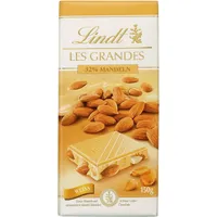 Lindt Schokolade Les Grandes Mandel | 150 g Tafel | Ganze Mandeln und karamellisierte Mandel-Stückchen in feiner weißer Schokolade | Schokoladentafel | Schokoladengeschenk