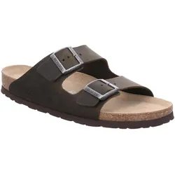 Pantolette ROHDE "Grado", Herren, Gr. 44, grün (dunkeloliv), Leder, klassisch, Schuhe, Sommerschuh, Schlappen, Poolslides, ergonomisch geformtes Fußbett