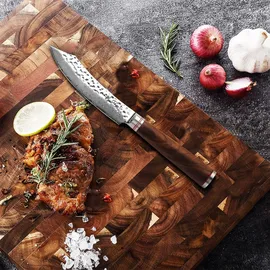 Wakoli Nussbaum 4er Damast Steakmesser-Set I 12,5 cm Klingen I Nussbaumgriffe