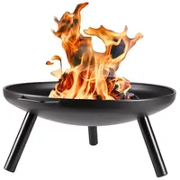 H4L Feuerschale Ø 60cm Eisen Feuerstelle schwarz feuerfest lackiert Feuerkorb Lagerfeuer Feuerwanne rund 29cm Höhe