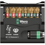 Wera Bit-Check 12 Diamond 1 05057421001 Bit-Set 12teilig Kreuzschlitz Pozidriv, Kreuzschlitz Phillip