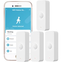 WiFi PIR Bewegungsmelder: Smart Indoor Bewegungsmelder mit App-Benachrichtigungen & Aufzeichnungen, Batterie enthalten, Infrarot-Bewegungsmelder für Fernmonitor und Hausautomation (4er-Pack)
