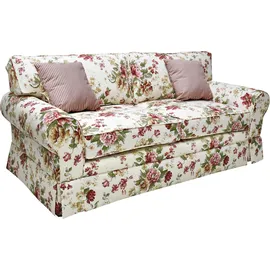 Home Affaire 3-Sitzer HOME AFFAIRE "Laura K", weiß (cremeweiß, blumenmuster), B:210cm T:95cm, 100% Baumwolle, Sofas, Geblümtes 3-Sitzer Sofa, creme Weiß, 210 x 95 x 97, Sitzhöhe 53