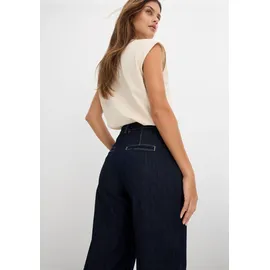 bonprix Weite Jeans Loose Fit Passform, High Waist, mit Bundfalten blau 42