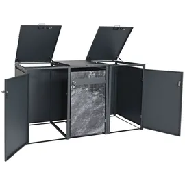 Mendler Mülltonnenbox HWC-J82 200 x 117 cm grau