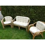 EIN Set Kissen für Ratan und passend für die meisten Dieser Art von Rattanmöbeln. 2 Sessel + Sofa. Hergestellt aus Baumwolle und POLYURETHAN-Schaum-GRANULAT (Naturalfarben)