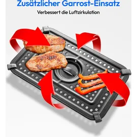 Medion P20 XXL Heißluftfritteuse mit 2 Kammern (8,7 Liter, Airfryer, 2.600 Watt, Doppelkammer, 9 Automatikprogramme, 2 Schubladen, Sichtfenster, Dualer Airfryer, Dual Cook & Sync-Finish Funktion)