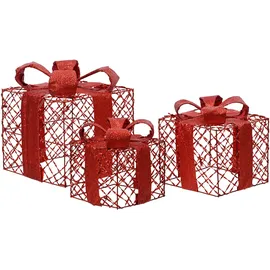Kaemingk Christbaumschmuck Geschenke 12cm-18cm Metall 3er Set Rot