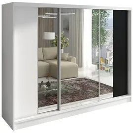 A&J MöbelLand Schiebetürenschrank VIDA 200 x 215 x 59,5 cm Schwarz/Weiß