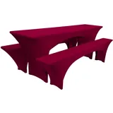 Beautissu Tischhusse Victoria Bordeaux 220 x 50 cm 3tlg