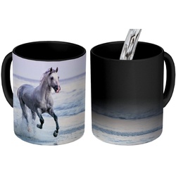 MuchoWow Tasse Pferd – Meer – Pastell, Keramik, Farbwechsel, Kaffeetassen, Teetasse, Zaubertasse, Geschenk bunt