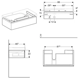 Geberit Waschtischunterschrank 1 Auszug 88 x 22 x 46,2 cm Greige Matt