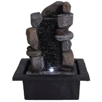Koopman Zimmerbrunnen LED Zimmerbrunnen Felswand, 22 cm Breite, (Stück, 1 tlg., 1 Zimmerbrunnen), Wasserspiel grau