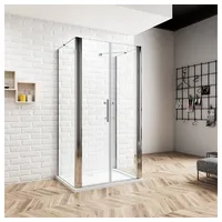 duschspa Komplettdusche U-Form Duschkabine Schwingtür Pendeltür Drehtür Duschtür, BxT: 80x70 cm, Einscheibensicherheitsglas, Sicherheitsglas, Set, ebenerdiger Einbau möglich 80 cm x 70 cm