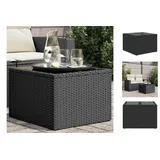 vidaXL Gartentisch mit Glasplatte Schwarz 55x55x37 cm Poly Rattan