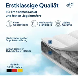 AM Qualitätsmatratzen | Basic Topper | 100x220 cm | fest | 6 cm Höhe | Matratzentopper | 100/220 | Komfortschaum Topper