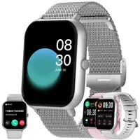Smartwatch Damen mit Telefonfunktion, 1,83" Touchscreen IP68 Wasserdicht 123 Sportmodi Aktivitätstracker Sportuhr mit Schrittzähler, Herzfrequenz, Militärische Fitnessuhr für iOS Android (Silber)