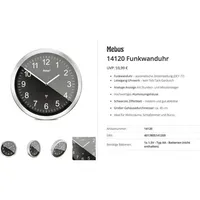 MEBUS Wanduhr 45,0 cm 14120 silber