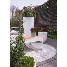 8 seasons design GmbH Blumenkübel beleuchtet XL Kunststoff 49 x 100 cm inkl. Fernbedienung Weiß