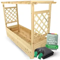 holz4home holz4home® Pflanzkasten mit Dach aus Tannenholz inkl. Vlieseinlage XL