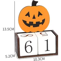 Halloween-Countdown-Kalender aus Holz, Halloween-Adventskalender, handgefertigte Kürbis-Geisterburg-Tischdekoration - Weiß